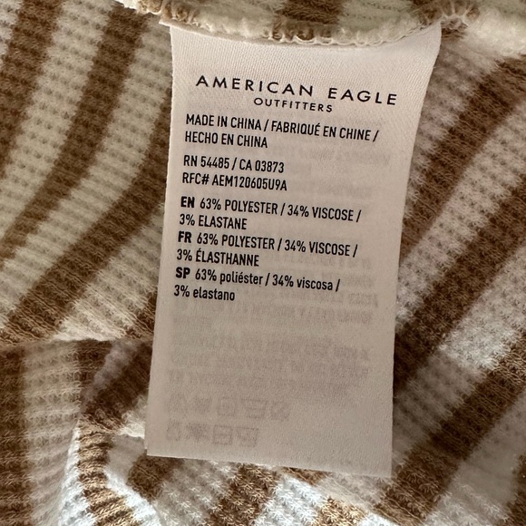 AEO Waffle Striped Long Sleeve Top - Size Large - Picture 4 of 6